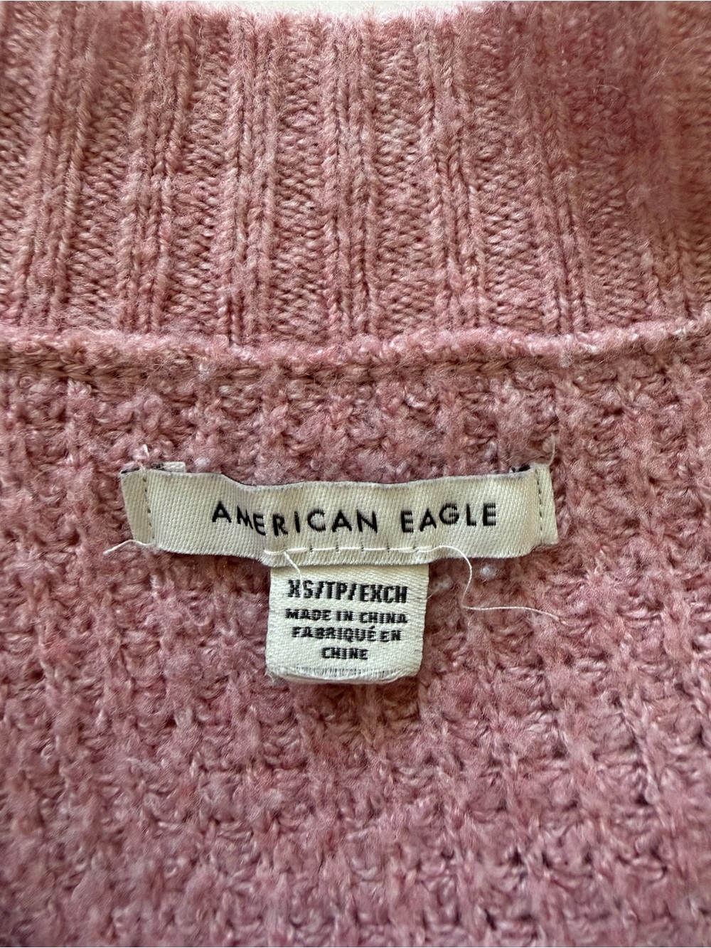 American Eagle Outfitters Oversized V-Neck Waffle Knit Sweater Dusty Rose XS - Picture 4 of 7